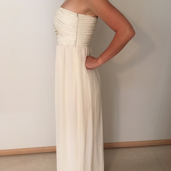 Calvin Klein Strapless Silk Ivory Formal Gown - Picture 3 of 9